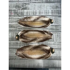 Vintage Embassy Quality Products Corn On The Cob Plate Set Warm Neutral Tones